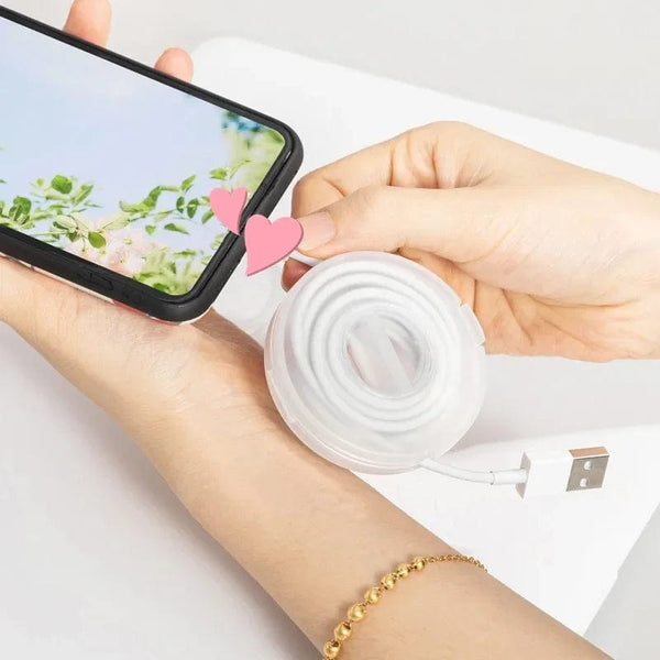 Planet Gates B-3Pcs Tie 1/2/3Pcs Transparent Charging Cord Organizer Portable Charger Cord Holder Round Storage Case Retractable Reel Box Cable Winder