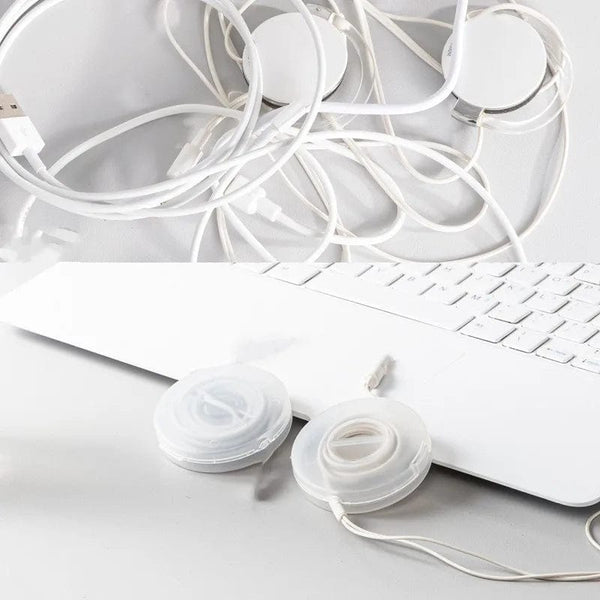 Planet Gates B-3Pcs Tie 1/2/3Pcs Transparent Charging Cord Organizer Portable Charger Cord Holder Round Storage Case Retractable Reel Box Cable Winder