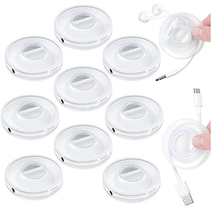 Planet Gates B-3Pcs Tie 1/2/3Pcs Transparent Charging Cord Organizer Portable Charger Cord Holder Round Storage Case Retractable Reel Box Cable Winder