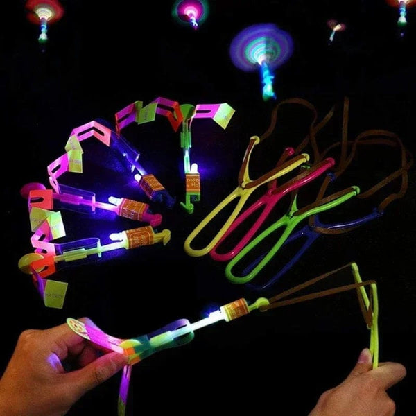 Planet Gates B / 50PCS 1/10/30/50pcs Amazing Light Toy Arrow Rocket Helicopter Flying Toy LED Light Toys Party Fun Gifts Rubber Band Catapult