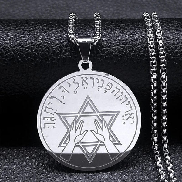 Planet Gates B 60CM BOX GD Tetragrammaton Jehovah Yahweh Hebrew Alphabet Necklace Women Men Stainless Steel Jewish Christianity Pendant Necklace Jewelry