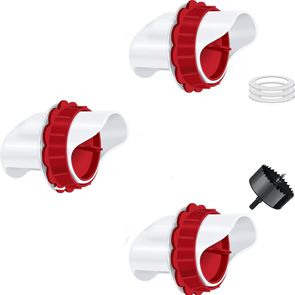 Planet Gates B Feeder And Stopper 1pc 1/2/3pcs, DIY Chicken Feeders No Waste, Poultry Feeder With Covers Gravity Feed Kit Ports Hole Saw For Buckets Barrels Bins Troughs