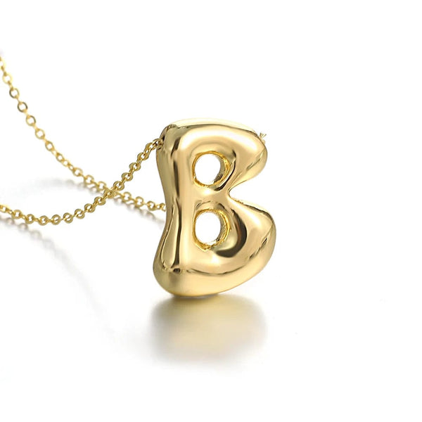 Planet Gates B Greatera Gold Color Chunky Balloon Bubble Initial Letter Pendant Choker Necklaces for Women Custom Personalized Jewelry