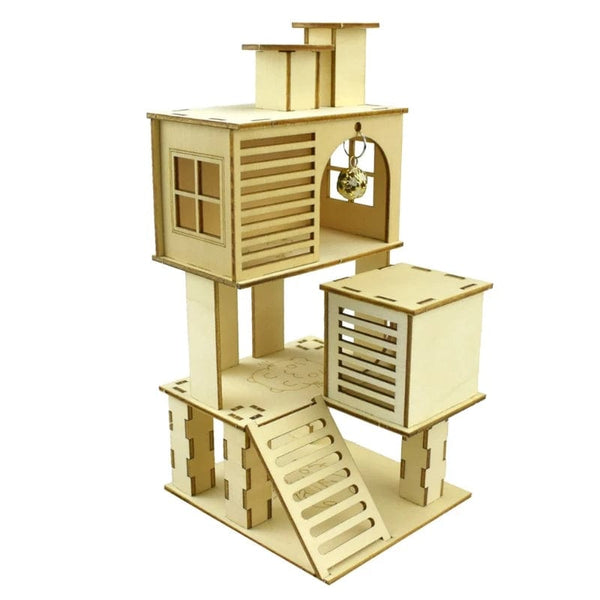 Planet Gates B Hamster Wooden Villa House Climbing Toy Hideout Nesting Habitat for Chinchillas Guinea Pigs Small Animals 5 Styles