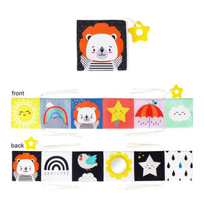 Planet Gates B-Lions Sensory Cloth Book High Contrast Baby Toys 0-12 Months Newborn Crib Toys Black and White Animal Cloth Books Montessori Baby Book