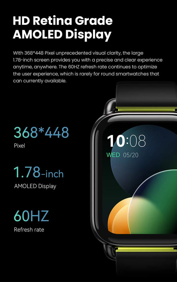 Planet Gates B TWO Straps HAYLOU RS4 Plus Smartwatch 1.78'' AMOLED Display 105 Sports Modes 10-day Battery Life Smart Watch SpO₂ Heart Rate Sleep Monitor