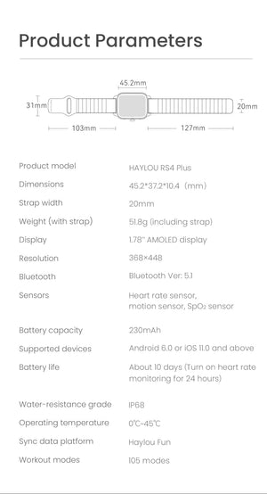 Planet Gates B TWO Straps HAYLOU RS4 Plus Smartwatch 1.78'' AMOLED Display 105 Sports Modes 10-day Battery Life Smart Watch SpO₂ Heart Rate Sleep Monitor
