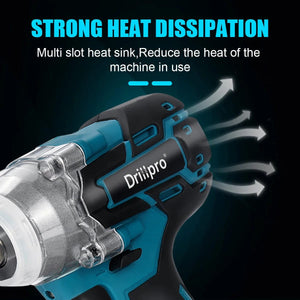 Planet Gates B Without Battery / CHINA Drillpro 520N.M Brushless Cordless Electric Impact Wrench 1/2 inch Socket Wrench Power Tools Rechargeable For Makita 18V Battery