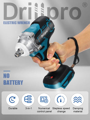 Planet Gates B Without Battery / CHINA Drillpro 520N.M Brushless Cordless Electric Impact Wrench 1/2 inch Socket Wrench Power Tools Rechargeable For Makita 18V Battery