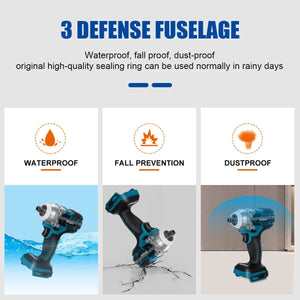 Planet Gates B Without Battery / CHINA Drillpro 520N.M Brushless Cordless Electric Impact Wrench 1/2 inch Socket Wrench Power Tools Rechargeable For Makita 18V Battery