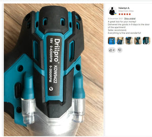 Planet Gates B Without Battery / CHINA Drillpro 520N.M Brushless Cordless Electric Impact Wrench 1/2 inch Socket Wrench Power Tools Rechargeable For Makita 18V Battery