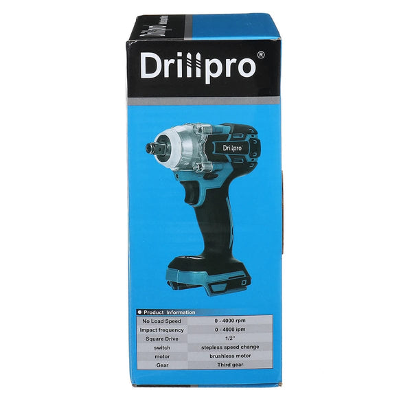 Planet Gates B Without Battery / CHINA Drillpro 520N.M Brushless Cordless Electric Impact Wrench 1/2 inch Socket Wrench Power Tools Rechargeable For Makita 18V Battery