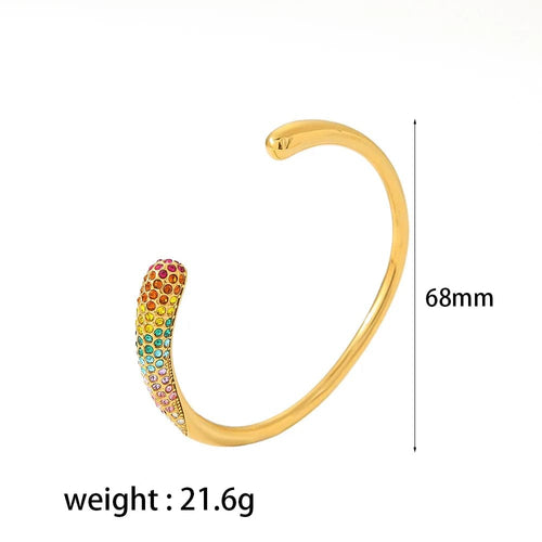 Planet Gates B ZAKOL Stainless Steel Color Open Bangle Metal Texture Glossy 18K Gold Plated Tarnish Proof Bracelet Women Jewelry Party Gift