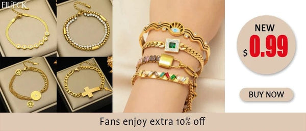 Planet Gates B028 EILIECK 316L Stainless Steel Gold Color Bracelet for Women Simple Style Link Chain Bangle Trendy Fashion Non-fading Jewelry Gift