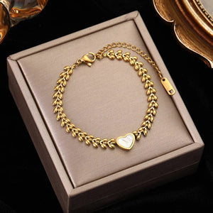 Planet Gates B028 EILIECK 316L Stainless Steel Gold Color Bracelet for Women Simple Style Link Chain Bangle Trendy Fashion Non-fading Jewelry Gift