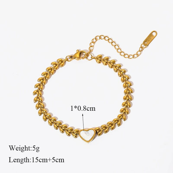 Planet Gates B028 EILIECK 316L Stainless Steel Gold Color Bracelet for Women Simple Style Link Chain Bangle Trendy Fashion Non-fading Jewelry Gift