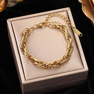 Planet Gates B028 EILIECK 316L Stainless Steel Gold Color Bracelet for Women Simple Style Link Chain Bangle Trendy Fashion Non-fading Jewelry Gift