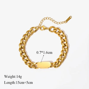 Planet Gates B028 EILIECK 316L Stainless Steel Gold Color Bracelet for Women Simple Style Link Chain Bangle Trendy Fashion Non-fading Jewelry Gift
