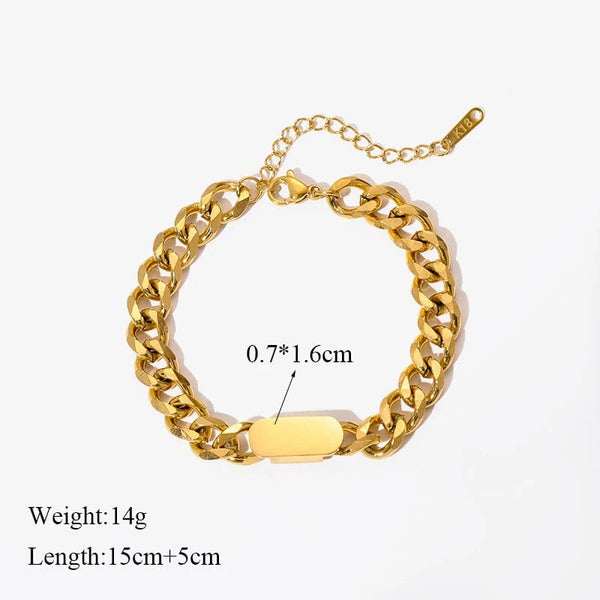 Planet Gates B028 EILIECK 316L Stainless Steel Gold Color Bracelet for Women Simple Style Link Chain Bangle Trendy Fashion Non-fading Jewelry Gift