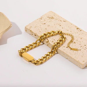 Planet Gates B028 EILIECK 316L Stainless Steel Gold Color Bracelet for Women Simple Style Link Chain Bangle Trendy Fashion Non-fading Jewelry Gift