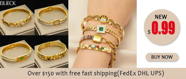 Planet Gates B028 EILIECK 316L Stainless Steel Gold Color Bracelet for Women Simple Style Link Chain Bangle Trendy Fashion Non-fading Jewelry Gift