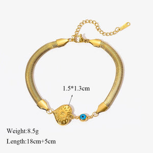Planet Gates B028 EILIECK 316L Stainless Steel Gold Color Bracelet for Women Simple Style Link Chain Bangle Trendy Fashion Non-fading Jewelry Gift