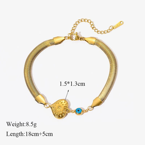 Planet Gates B028 EILIECK 316L Stainless Steel Gold Color Bracelet for Women Simple Style Link Chain Bangle Trendy Fashion Non-fading Jewelry Gift