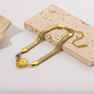 Planet Gates B028 EILIECK 316L Stainless Steel Gold Color Bracelet for Women Simple Style Link Chain Bangle Trendy Fashion Non-fading Jewelry Gift