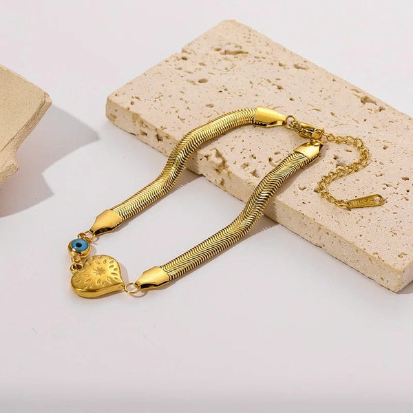 Planet Gates B028 EILIECK 316L Stainless Steel Gold Color Bracelet for Women Simple Style Link Chain Bangle Trendy Fashion Non-fading Jewelry Gift