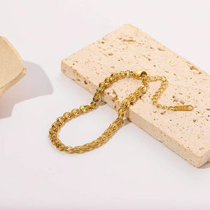 Planet Gates B028 EILIECK 316L Stainless Steel Gold Color Bracelet for Women Simple Style Link Chain Bangle Trendy Fashion Non-fading Jewelry Gift