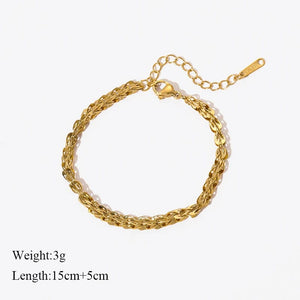 Planet Gates B028 EILIECK 316L Stainless Steel Gold Color Bracelet for Women Simple Style Link Chain Bangle Trendy Fashion Non-fading Jewelry Gift