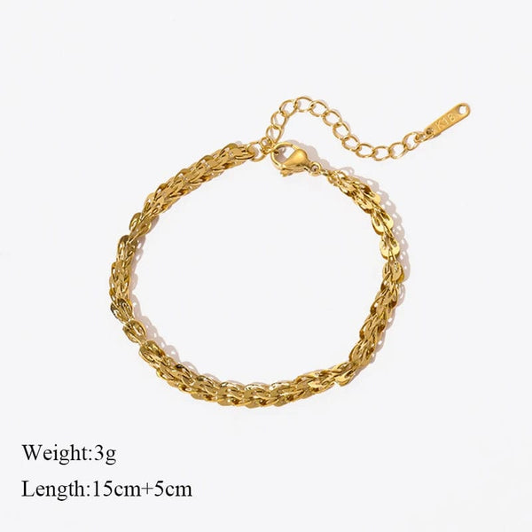 Planet Gates B028 EILIECK 316L Stainless Steel Gold Color Bracelet for Women Simple Style Link Chain Bangle Trendy Fashion Non-fading Jewelry Gift