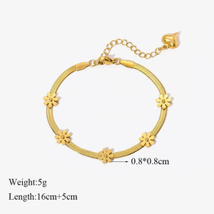 Planet Gates B028 EILIECK 316L Stainless Steel Gold Color Bracelet for Women Simple Style Link Chain Bangle Trendy Fashion Non-fading Jewelry Gift