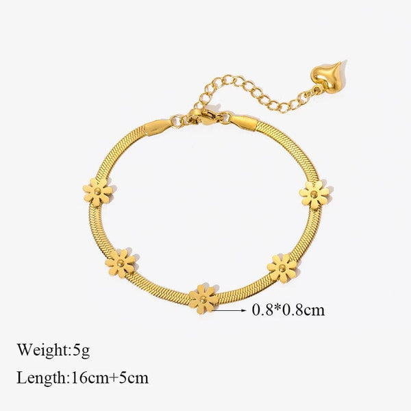 Planet Gates B028 EILIECK 316L Stainless Steel Gold Color Bracelet for Women Simple Style Link Chain Bangle Trendy Fashion Non-fading Jewelry Gift