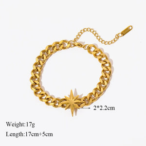 Planet Gates B028 EILIECK 316L Stainless Steel Gold Color Bracelet for Women Simple Style Link Chain Bangle Trendy Fashion Non-fading Jewelry Gift