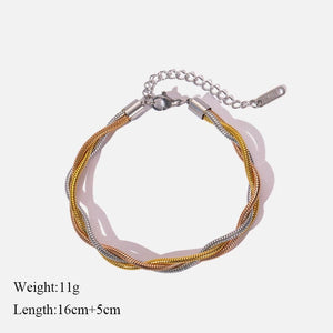 Planet Gates B028 EILIECK 316L Stainless Steel Gold Color Bracelet for Women Simple Style Link Chain Bangle Trendy Fashion Non-fading Jewelry Gift