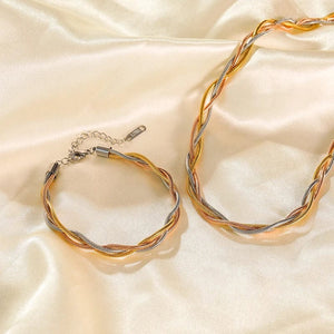 Planet Gates B028 EILIECK 316L Stainless Steel Gold Color Bracelet for Women Simple Style Link Chain Bangle Trendy Fashion Non-fading Jewelry Gift