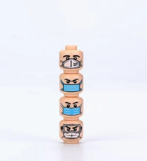 Planet Gates B27-9-4 WW2 Military Army Emotional Expression Building Blocks Zombies Face Soldier Figure Injured Head Bandage Bricks Halloween Kid Toy