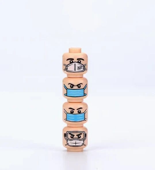 Planet Gates B27-9-4 WW2 Military Army Emotional Expression Building Blocks Zombies Face Soldier Figure Injured Head Bandage Bricks Halloween Kid Toy