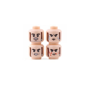 Planet Gates B27-9-4 WW2 Military Army Emotional Expression Building Blocks Zombies Face Soldier Figure Injured Head Bandage Bricks Halloween Kid Toy