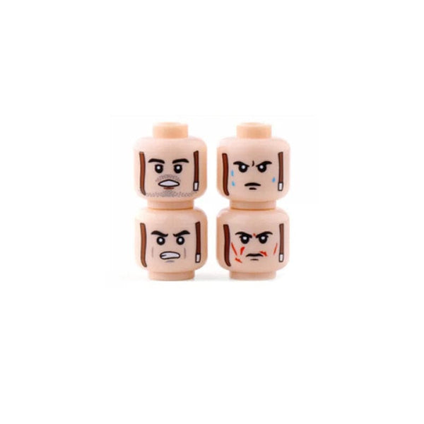 Planet Gates B27-9-4 WW2 Military Army Emotional Expression Building Blocks Zombies Face Soldier Figure Injured Head Bandage Bricks Halloween Kid Toy