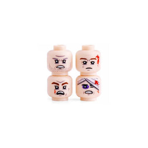 Planet Gates B27-9-4 WW2 Military Army Emotional Expression Building Blocks Zombies Face Soldier Figure Injured Head Bandage Bricks Halloween Kid Toy