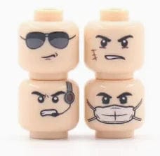 Planet Gates B27-9-4 WW2 Military Army Emotional Expression Building Blocks Zombies Face Soldier Figure Injured Head Bandage Bricks Halloween Kid Toy
