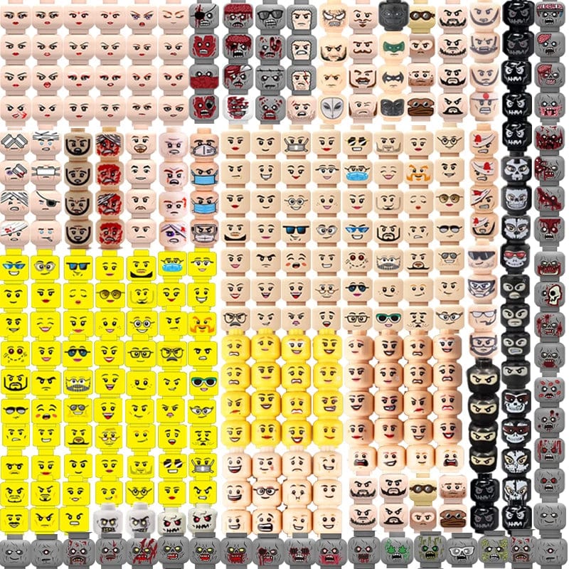 Planet Gates B27-9-4 WW2 Military Army Emotional Expression Building Blocks Zombies Face Soldier Figure Injured Head Bandage Bricks Halloween Kid Toy