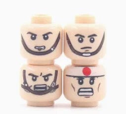 Planet Gates B27-9-4 WW2 Military Army Emotional Expression Building Blocks Zombies Face Soldier Figure Injured Head Bandage Bricks Halloween Kid Toy