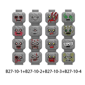 Planet Gates B27-9-4 WW2 Military Army Emotional Expression Building Blocks Zombies Face Soldier Figure Injured Head Bandage Bricks Halloween Kid Toy