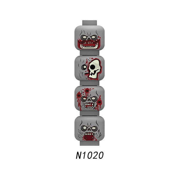 Planet Gates B27-9-4 WW2 Military Army Emotional Expression Building Blocks Zombies Face Soldier Figure Injured Head Bandage Bricks Halloween Kid Toy