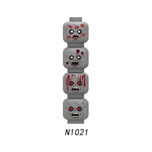 Planet Gates B27-9-4 WW2 Military Army Emotional Expression Building Blocks Zombies Face Soldier Figure Injured Head Bandage Bricks Halloween Kid Toy