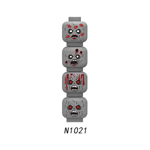 Planet Gates B27-9-4 WW2 Military Army Emotional Expression Building Blocks Zombies Face Soldier Figure Injured Head Bandage Bricks Halloween Kid Toy