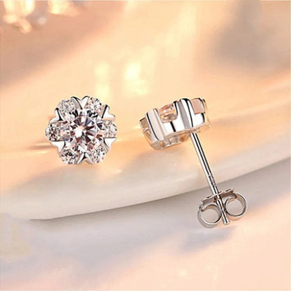 Planet Gates B37 925 Sterling Silver Female Luxury Crystal Round Stud Earrings Vintage Wedding Jewelry White Zircon Stone Earrings Wholesale